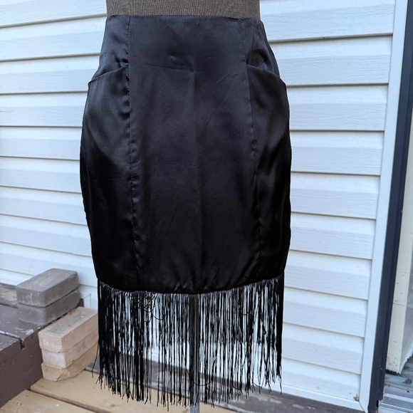 Must have Satin Fringe Skirt with Pockets - Picture 1 of 7